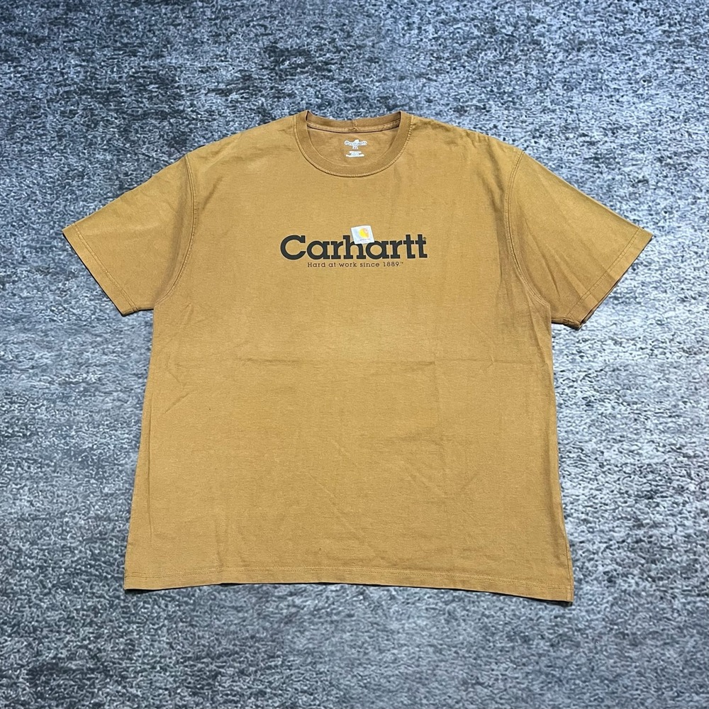 Carhartt T Shirt Size XL Tan Logo Graphic Workwear Vintage